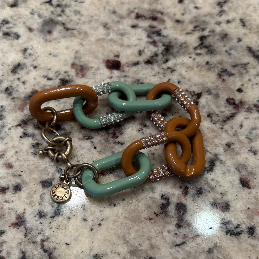 J. Crew Mint and Brown Link Bracelet